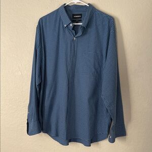 Bonobos Men's Blue Gingham Shirt Standard Fit Short XL